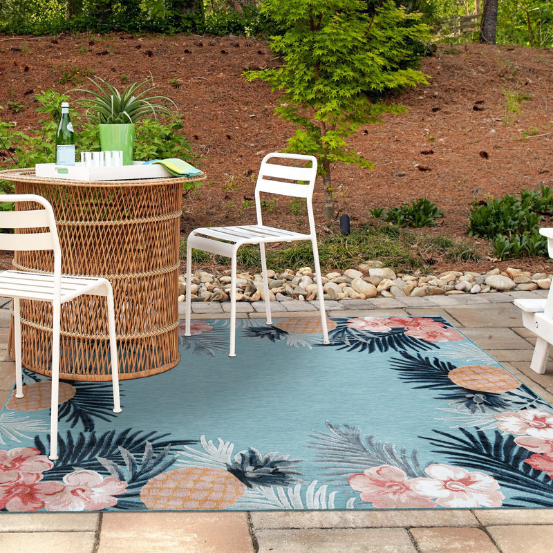 Seaside Blooms Collection Area Rug - Haven Square Blue lifestyle 55