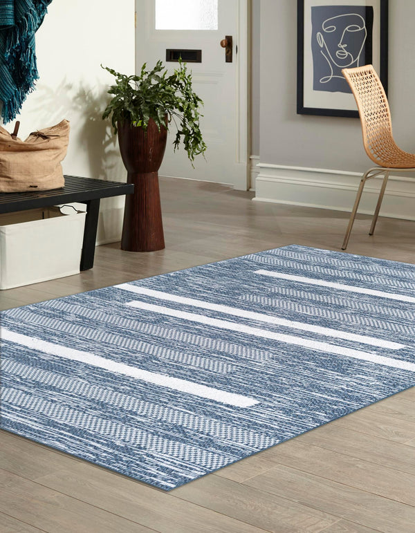Cathedral Elegance Collection Area Rug - Chapel Rectangle Navy Blue lifestyle 12