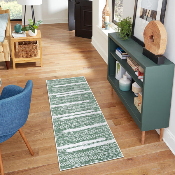 Cathedral Elegance Collection Area Rug - Chapel Runner Green lifestyle 90