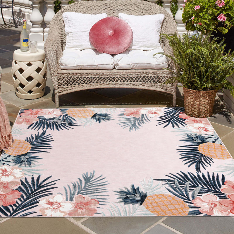 Seaside Blooms Collection Area Rug - Haven Square Pink lifestyle 58