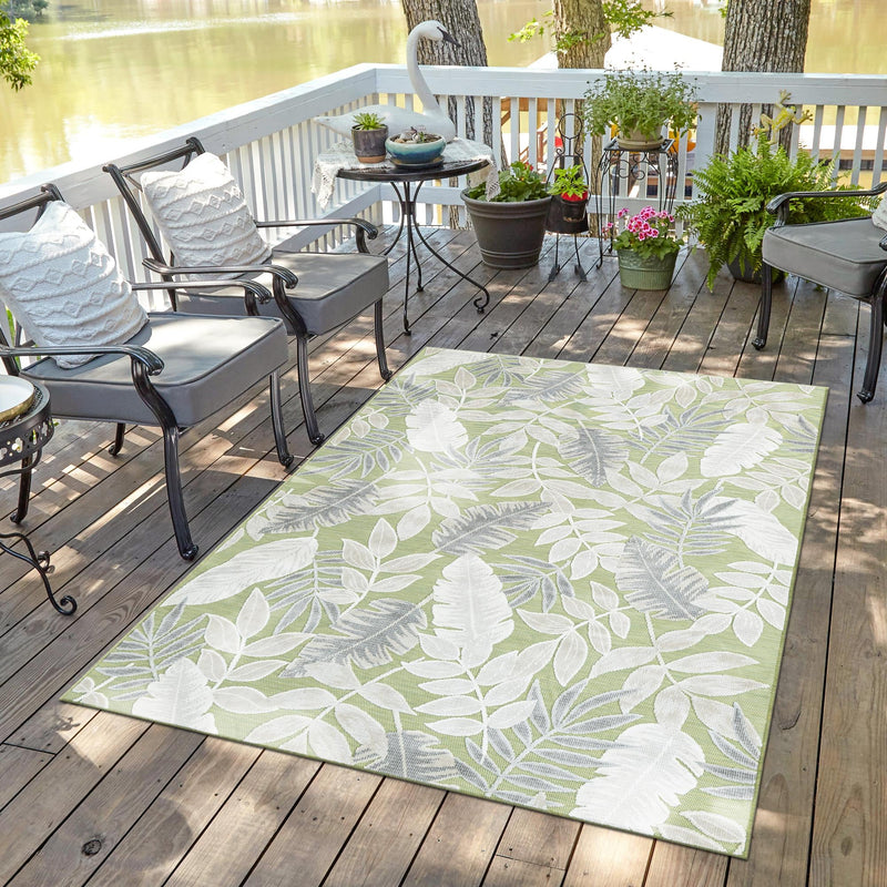 Seaside Blooms Collection Area Rug - Serene Rectangle Green lifestyle 62