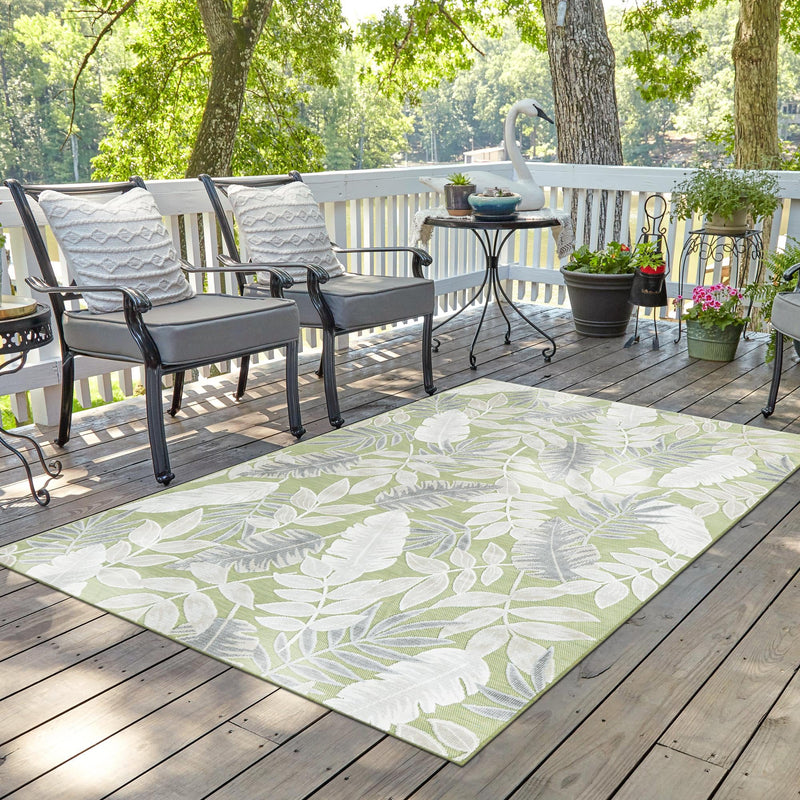 Seaside Blooms Collection Area Rug - Serene Rectangle Green lifestyle 67