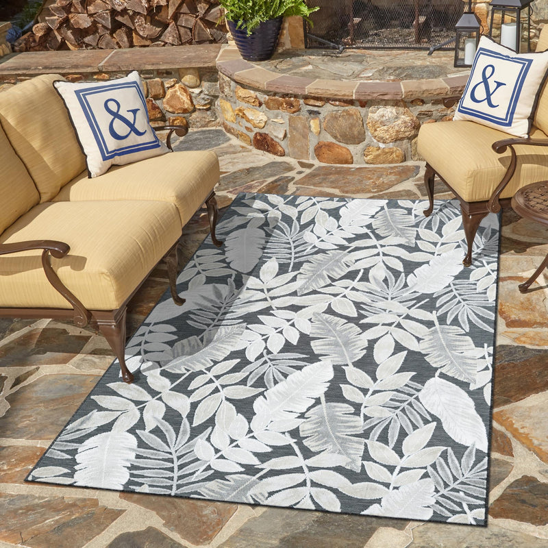 Seaside Blooms Collection Area Rug - Serene Rectangle Black lifestyle 63