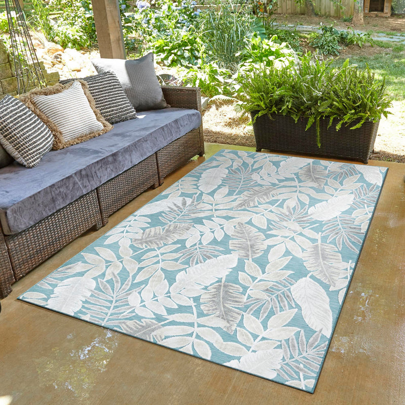 Seaside Blooms Collection Area Rug - Serene Rectangle Light Blue lifestyle 65