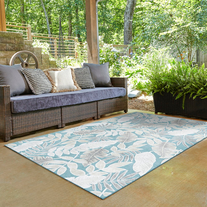 Seaside Blooms Collection Area Rug - Serene Rectangle Light Blue lifestyle 70