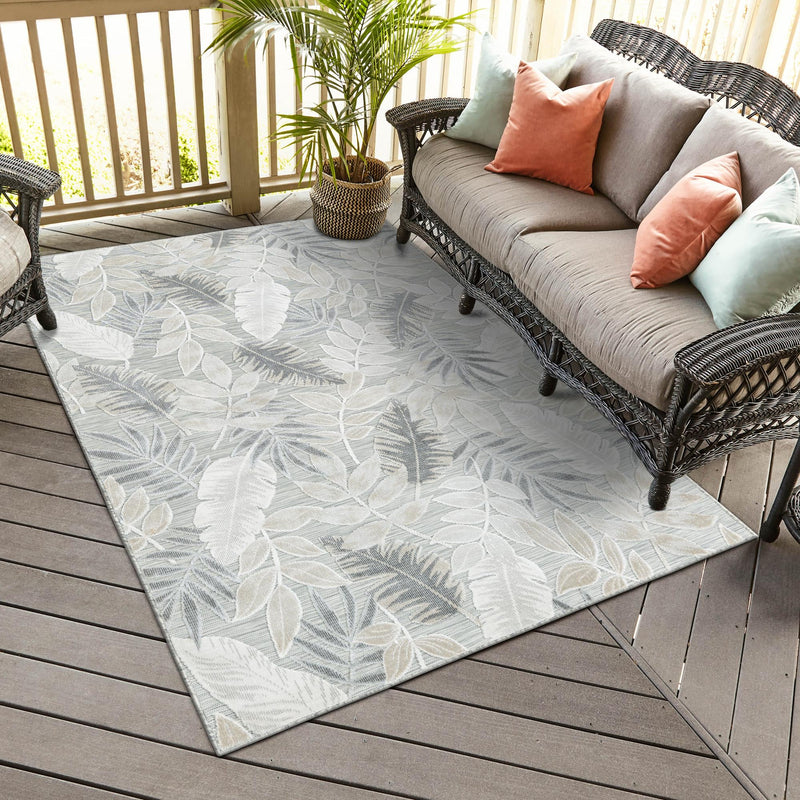 Seaside Blooms Collection Area Rug - Serene Rectangle Gray lifestyle 66
