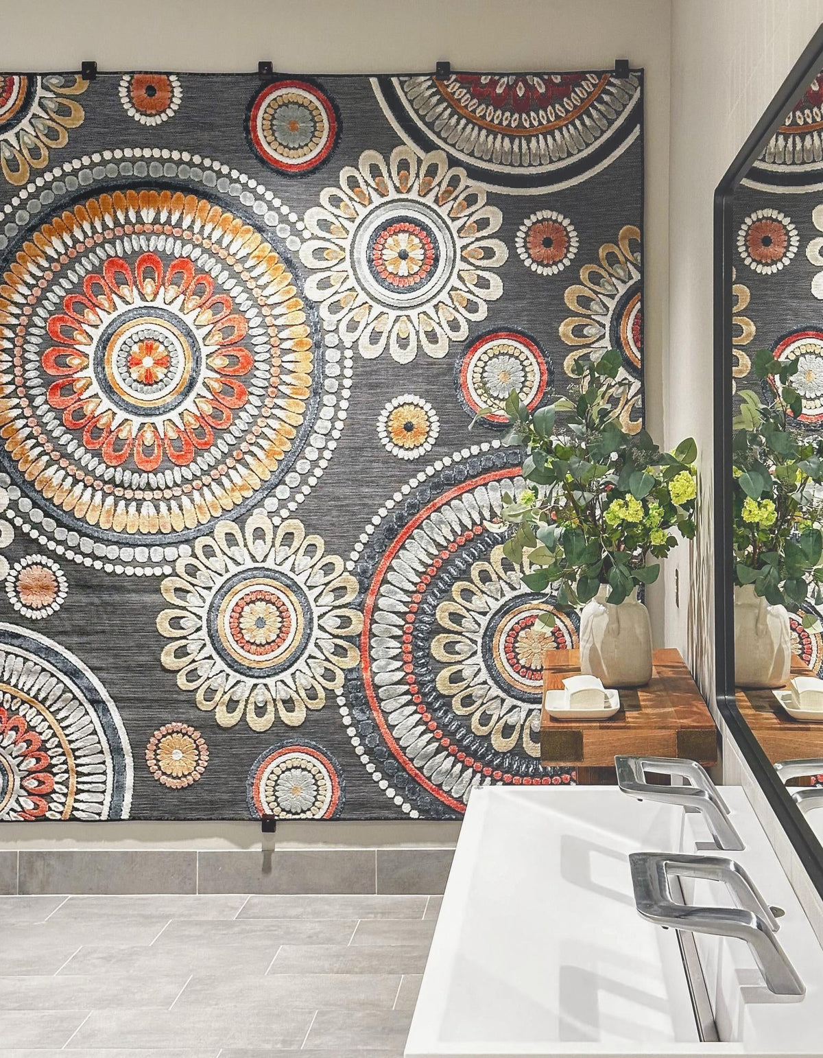 Seaside Blooms Collection Area Rug - Eden Square Black lifestyle 82