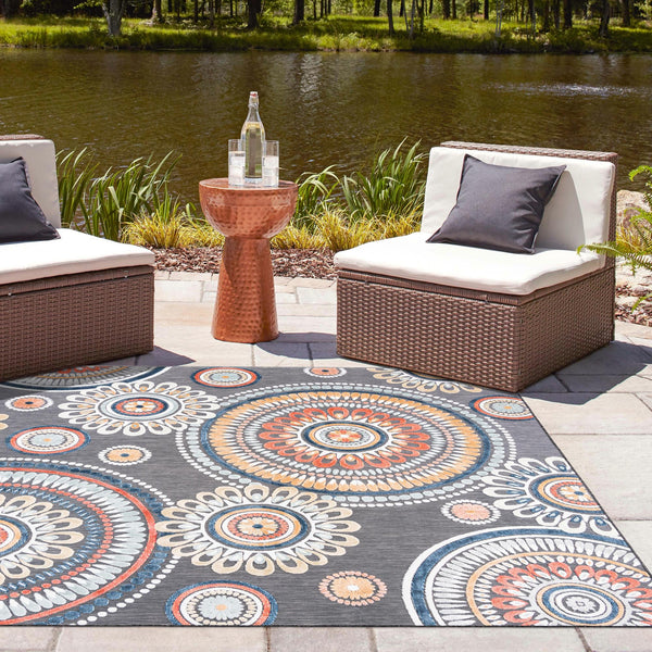 Seaside Blooms Collection Area Rug - Eden Square Black lifestyle 115