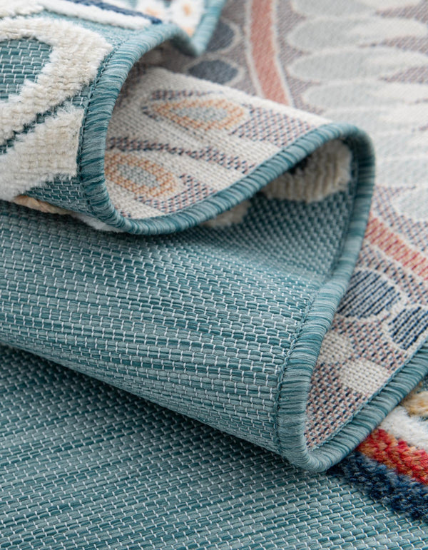 Seaside Blooms Collection Area Rug - Eden Rectangle Light Blue lifestyle 43