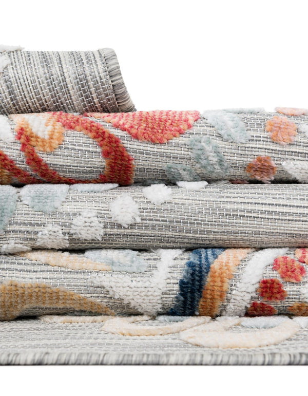 Seaside Blooms Collection Area Rug - Eden Rectangle Gray lifestyle 48