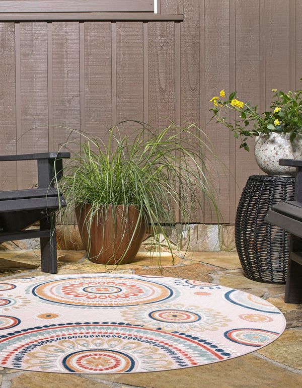 Seaside Blooms Collection Area Rug - Eden Round Pink lifestyle 75