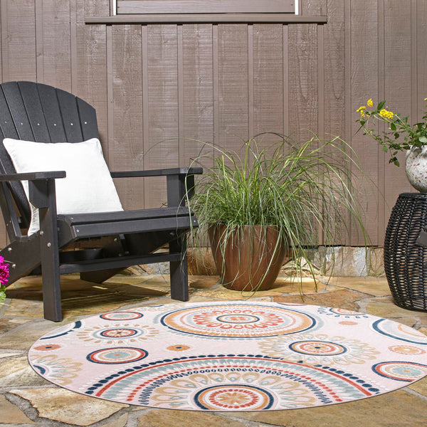 Seaside Blooms Collection Area Rug - Eden Round Pink lifestyle 104