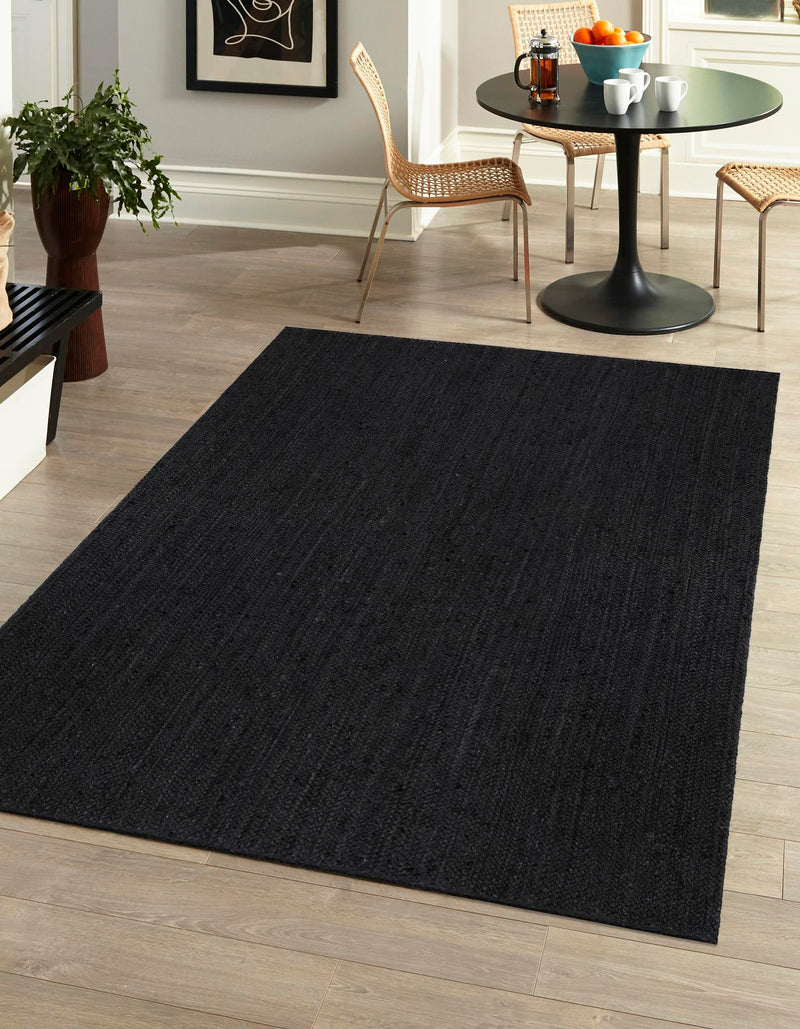 Woven Seaside Jute Collection Area Rug - Martha's Rectangle Black Main