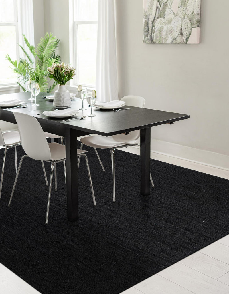 Woven Seaside Jute Collection Area Rug - Martha's Rectangle Black lifestyle 3