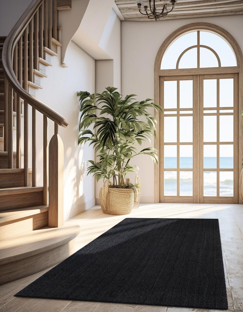 Woven Seaside Jute Collection Area Rug - Martha's Runner Black lifestyle 42