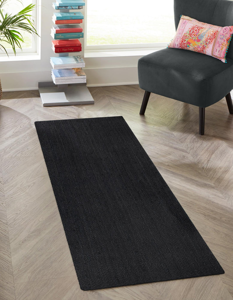 Woven Seaside Jute Collection Area Rug - Martha's Runner Black lifestyle 45