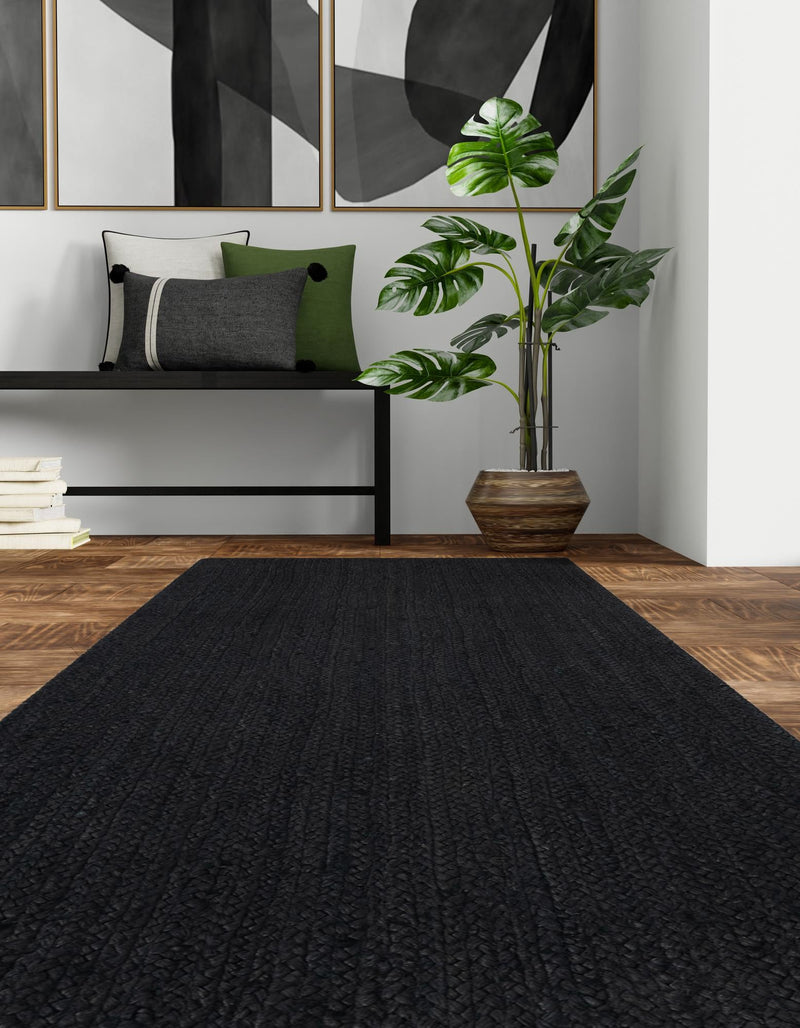 Woven Seaside Jute Collection Area Rug - Martha's Runner Black lifestyle 47