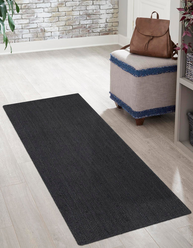 Woven Seaside Jute Collection Area Rug - Martha's Runner Black lifestyle 49