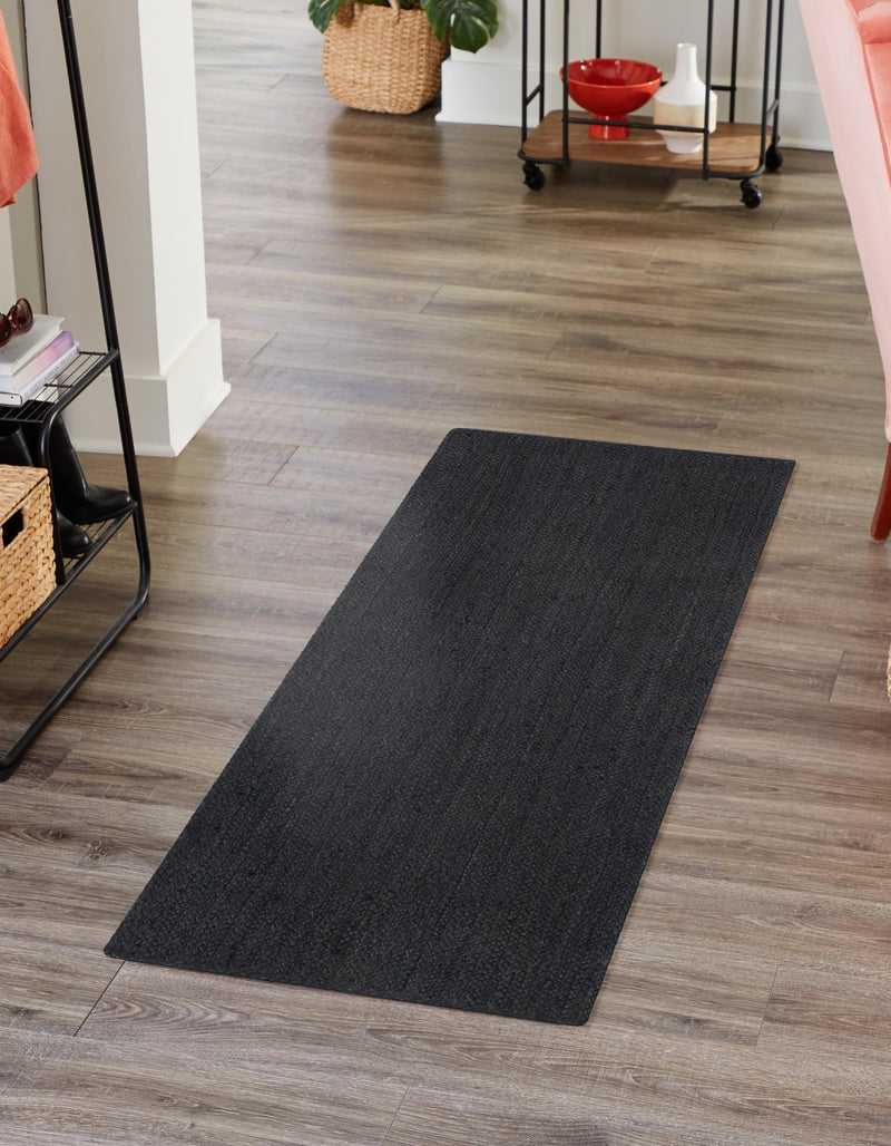 Woven Seaside Jute Collection Area Rug - Martha's Runner Black lifestyle 51