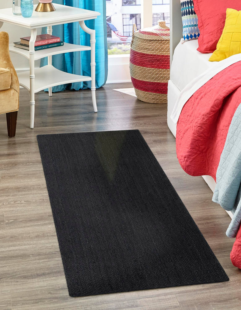 Woven Seaside Jute Collection Area Rug - Martha's Runner Black lifestyle 53
