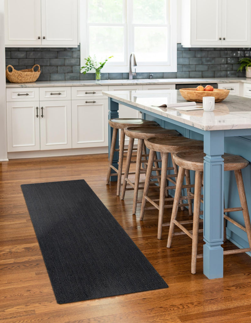 Woven Seaside Jute Collection Area Rug - Martha's Runner Black lifestyle 57
