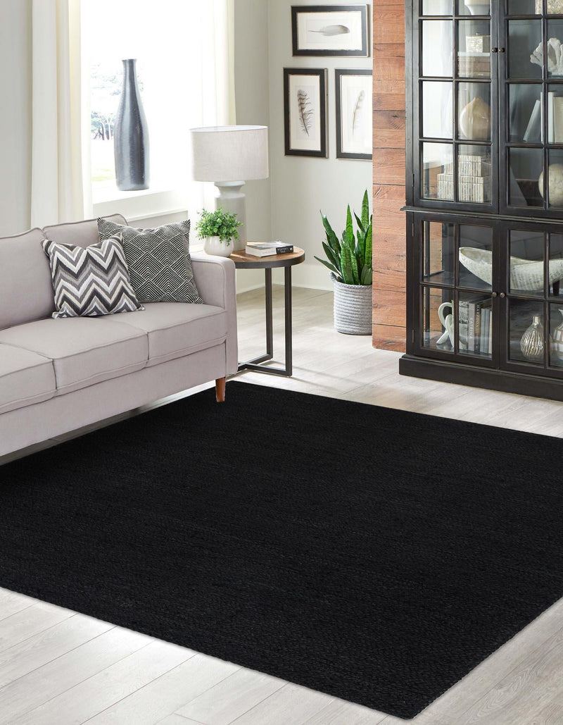 Woven Seaside Jute Collection Area Rug - Martha's Square Black lifestyle 35