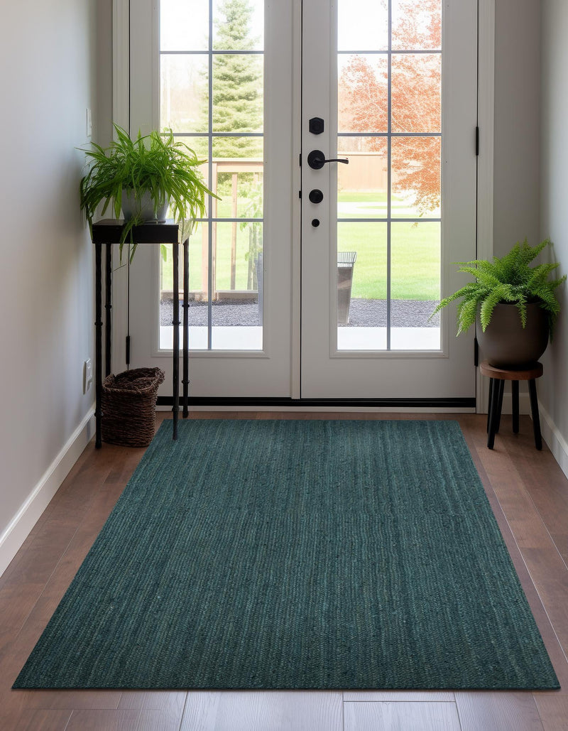 Woven Seaside Jute Collection Area Rug - Martha's Rectangle Green lifestyle 6