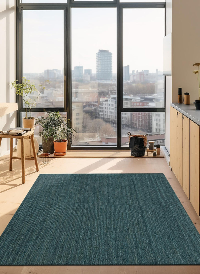Woven Seaside Jute Collection Area Rug - Martha's Rectangle Green lifestyle 12