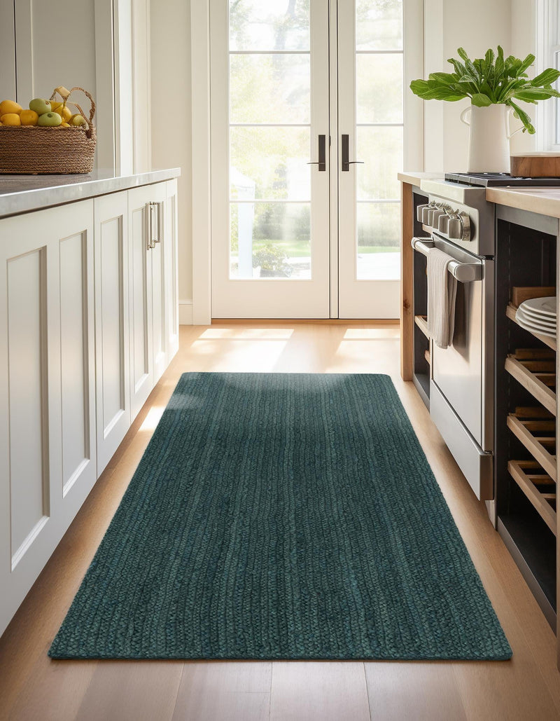 Woven Seaside Jute Collection Area Rug - Martha's Runner Green lifestyle 46