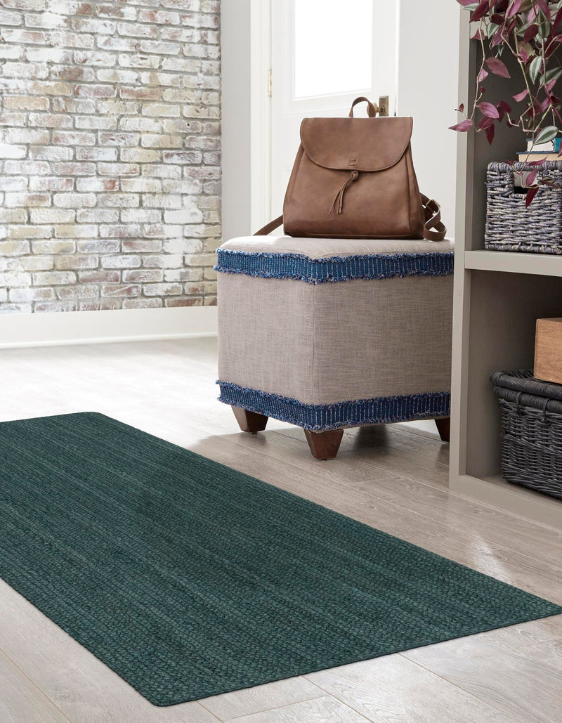 Woven Seaside Jute Collection Area Rug - Martha's Runner Green lifestyle 48