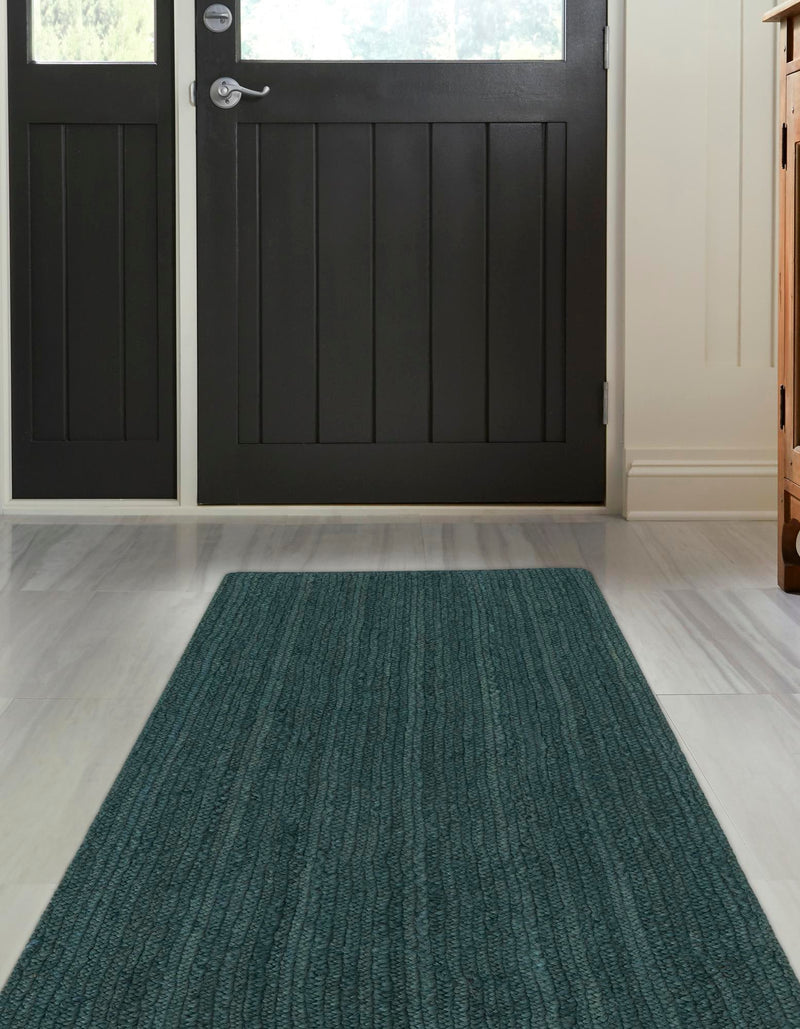 Woven Seaside Jute Collection Area Rug - Martha's Runner Green lifestyle 52