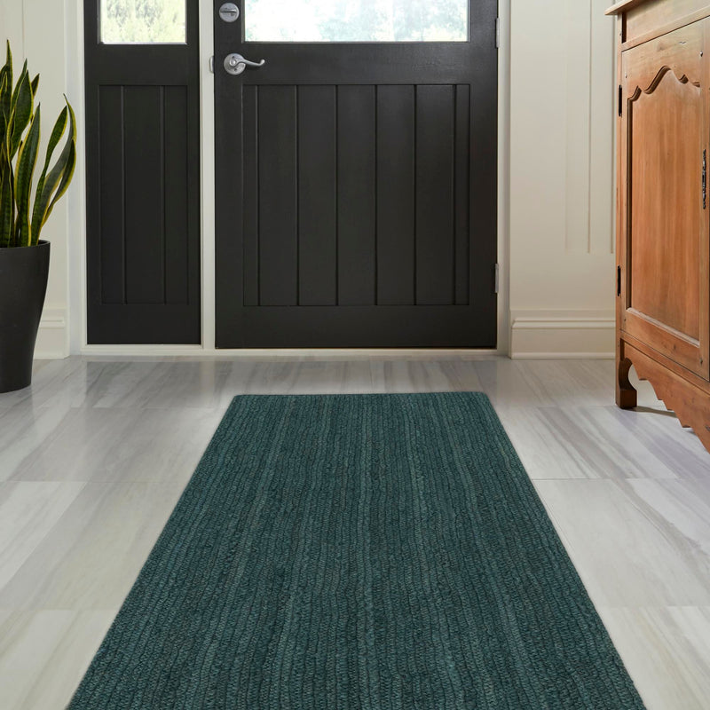 Woven Seaside Jute Collection Area Rug - Martha's Runner Green lifestyle 93