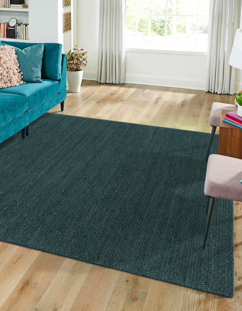 Woven Seaside Jute Collection Area Rug - Martha's Square Green lifestyle 29