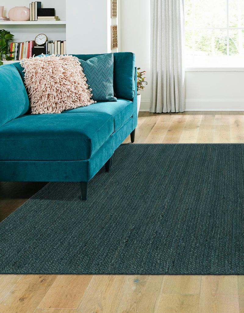 Woven Seaside Jute Collection Area Rug - Martha's Square Green lifestyle 37