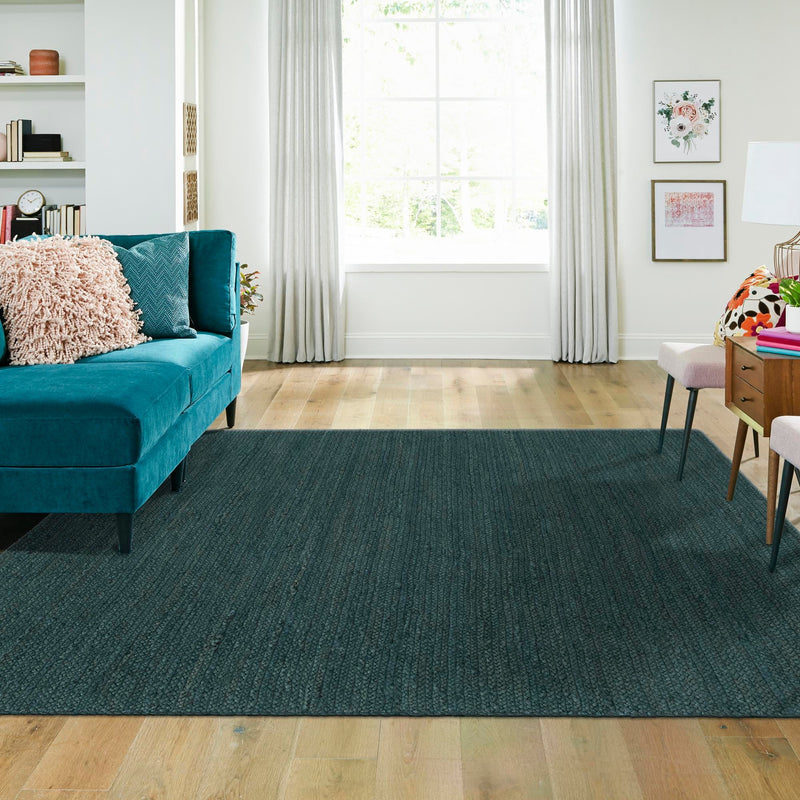 Woven Seaside Jute Collection Area Rug - Martha's Square Green lifestyle 94