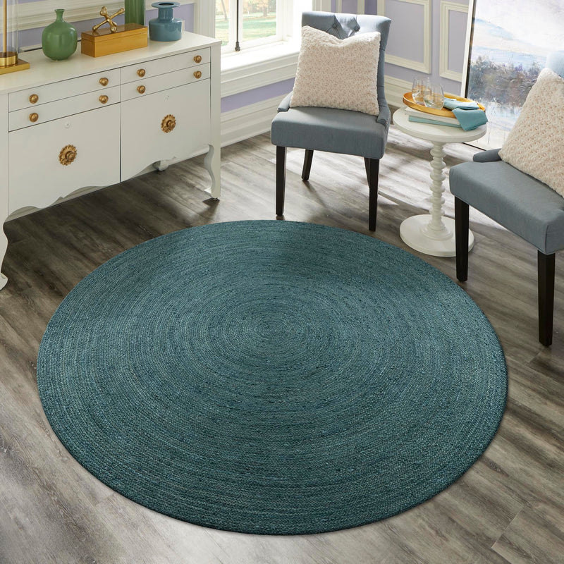 Woven Seaside Jute Collection Area Rug - Martha's Round Green lifestyle 87