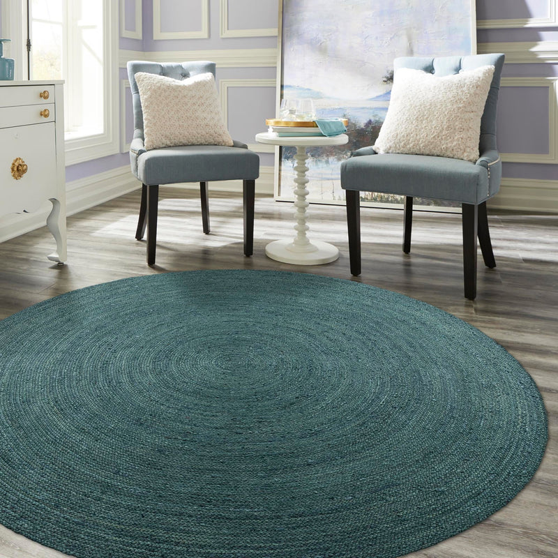 Woven Seaside Jute Collection Area Rug - Martha's Round Green lifestyle 95