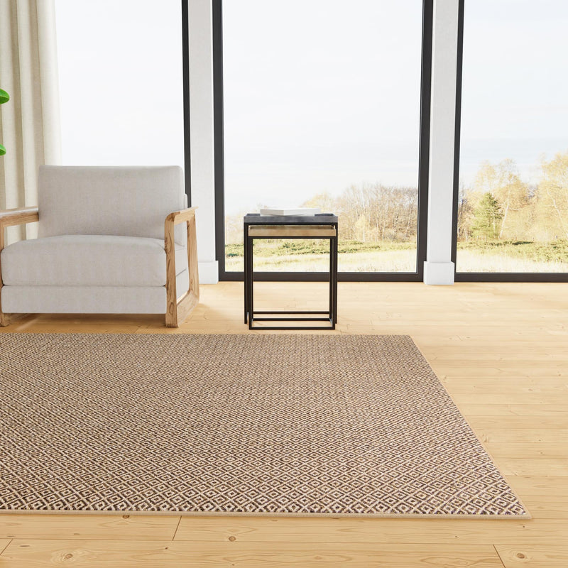 Sahara Sands Collection Area Rug - Amarna Square Natural and Brown lifestyle 47