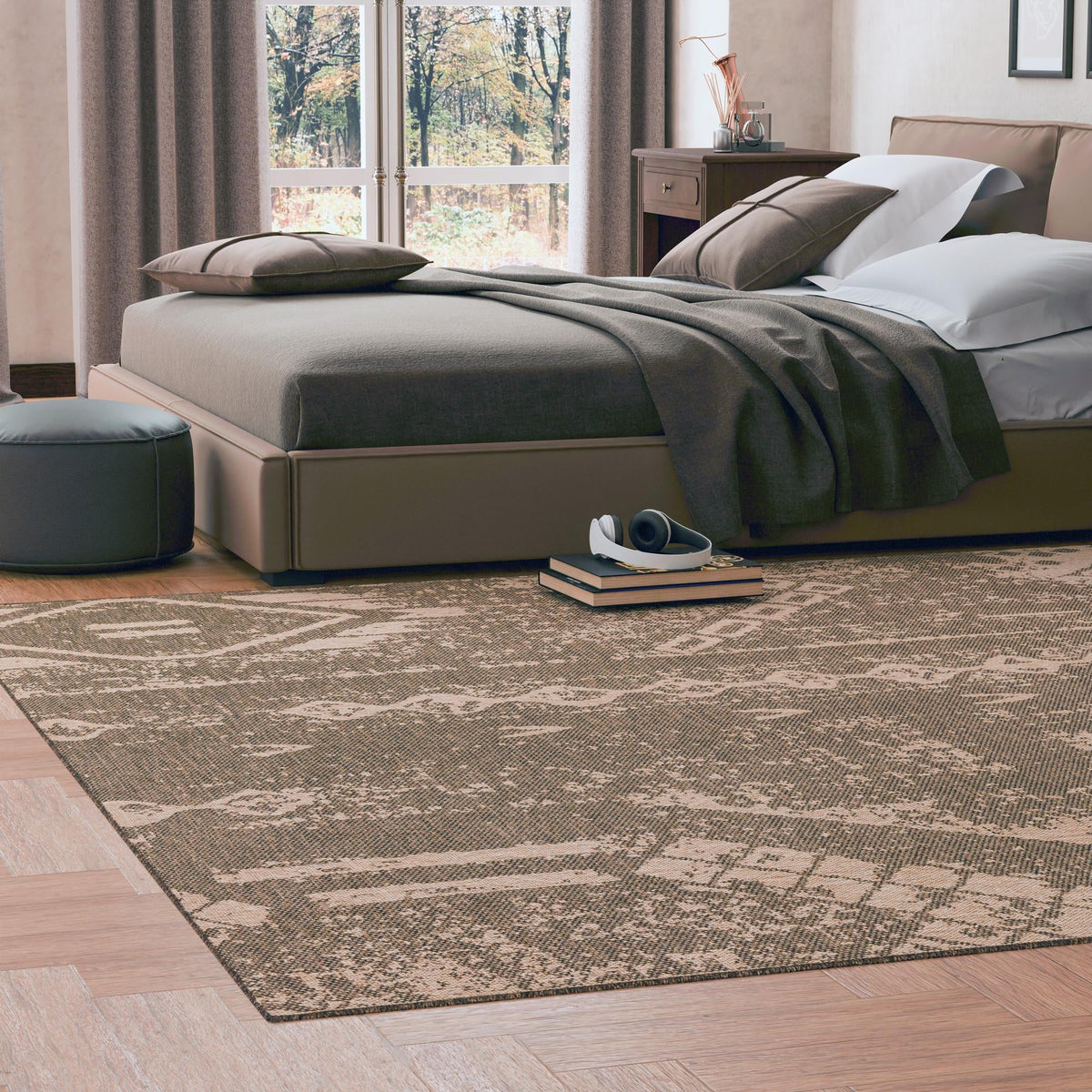 Sahara Sands Collection Area Rug - Berenice Square Natural and Brown lifestyle 47