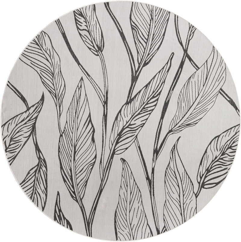 Garden Terrace Escape Collection Area Rug - Evergreen (Charcoal Ivory) Round Charcoal Ivory Main