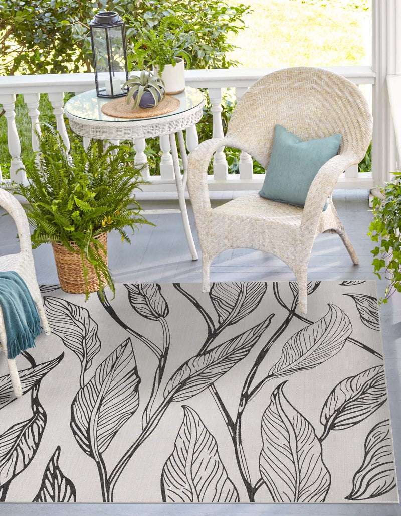 Garden Terrace Escape Collection Area Rug - Evergreen (Charcoal Ivory) Square Charcoal Ivory lifestyle 0