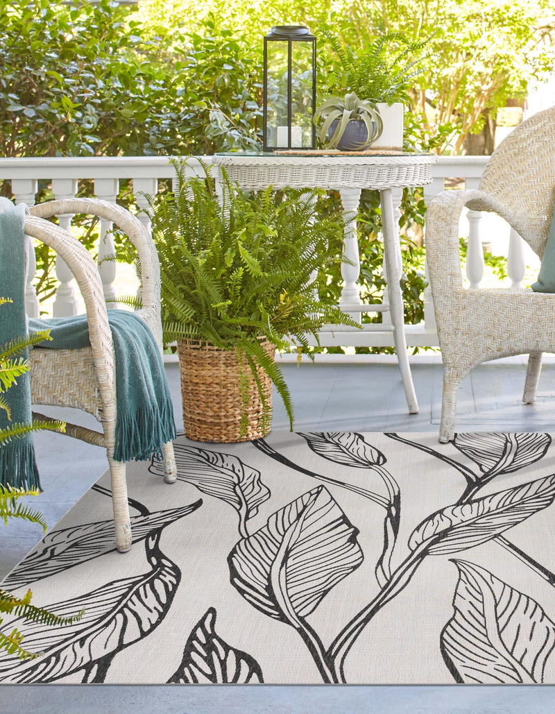 Garden Terrace Escape Collection Area Rug - Evergreen (Charcoal Ivory) Square Charcoal Ivory lifestyle 2
