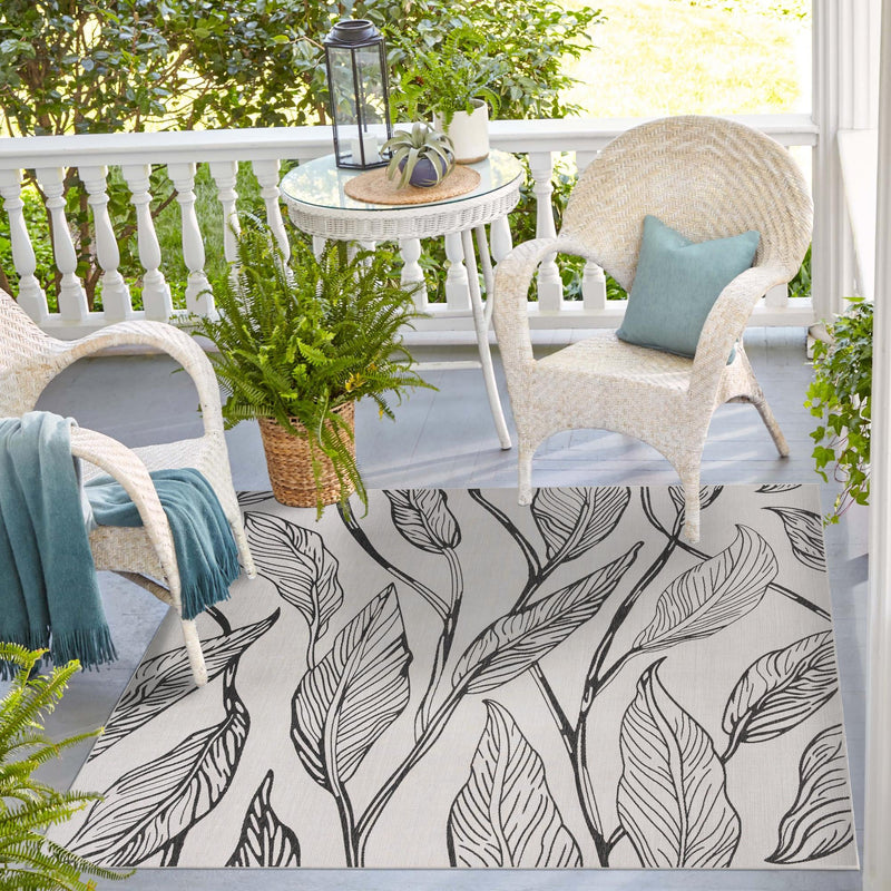 Garden Terrace Escape Collection Area Rug - Evergreen (Charcoal Ivory) Square Charcoal Ivory lifestyle 13
