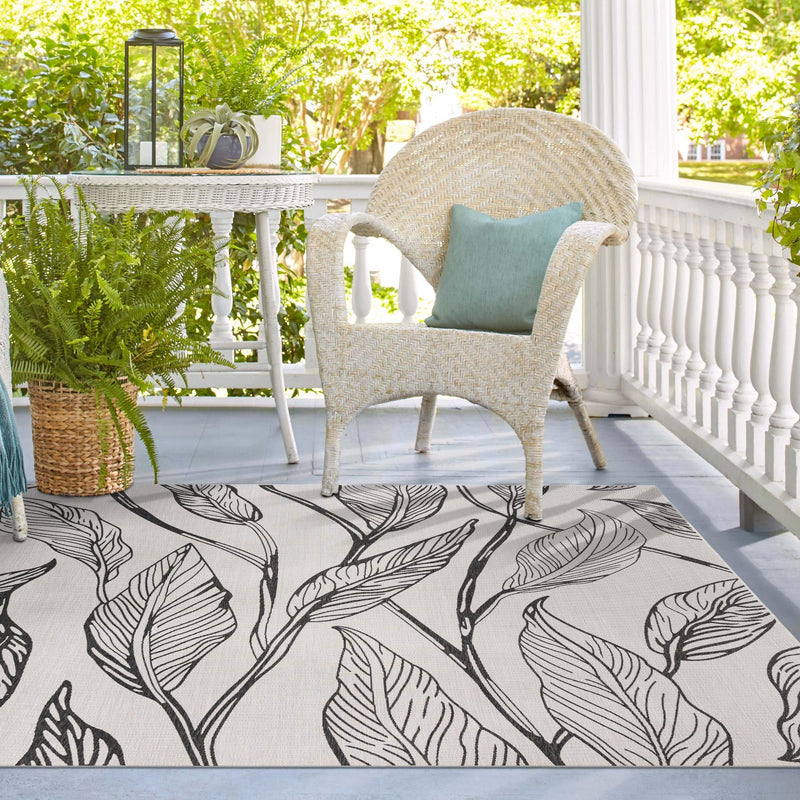 Garden Terrace Escape Collection Area Rug - Evergreen (Charcoal Ivory) Square Charcoal Ivory lifestyle 14