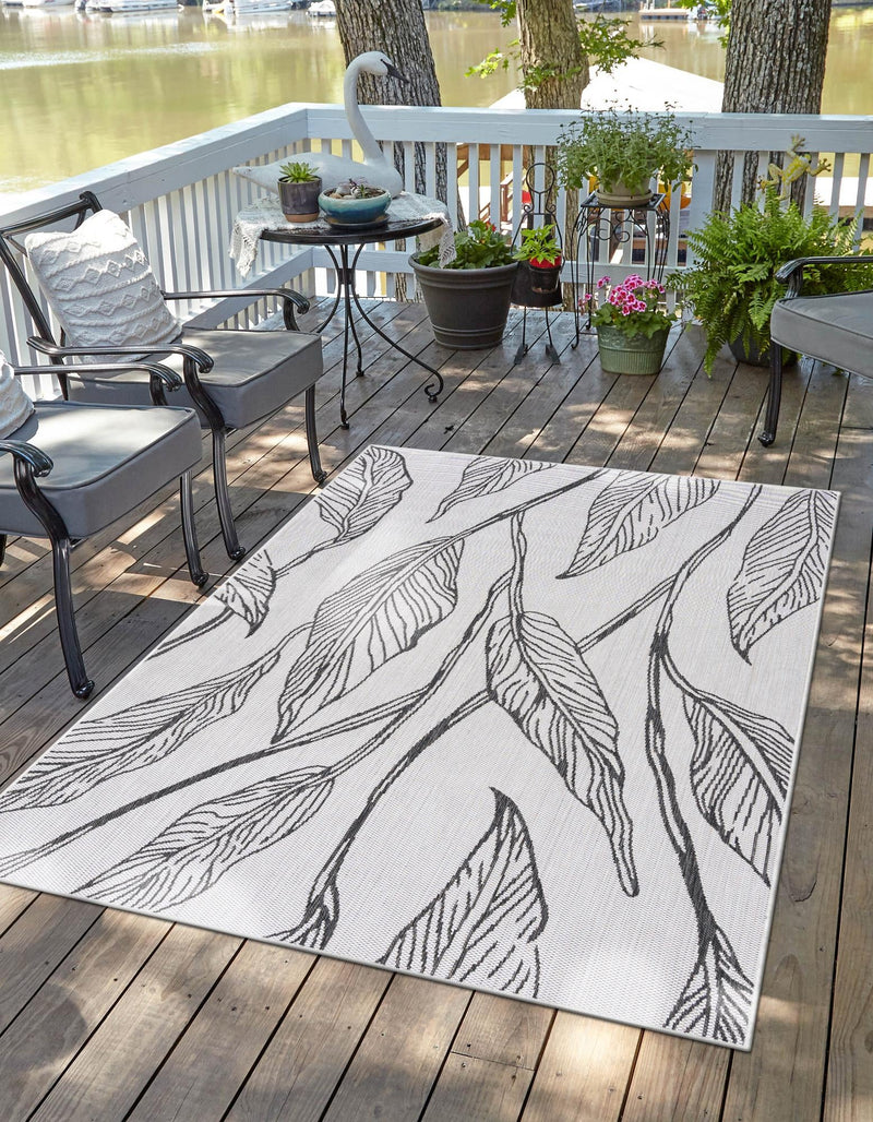 Garden Terrace Escape Collection Area Rug - Evergreen (Charcoal Ivory) Rectangle Charcoal Ivory lifestyle 0