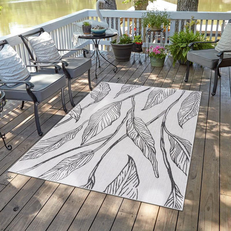 Garden Terrace Escape Collection Area Rug - Evergreen (Charcoal Ivory) Rectangle Charcoal Ivory lifestyle 15