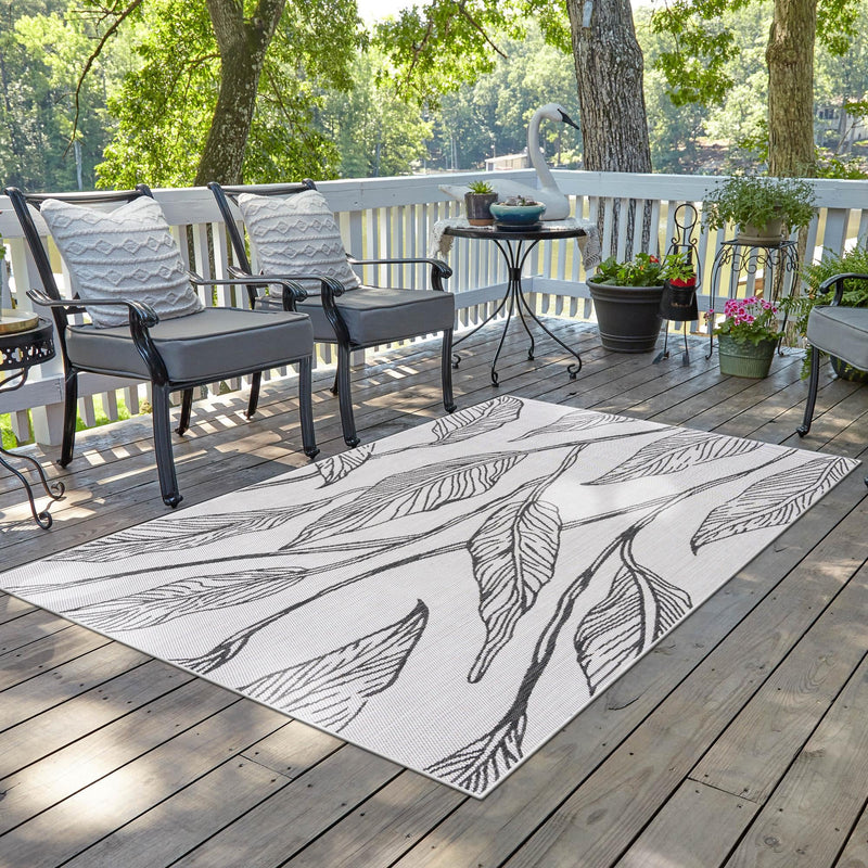 Garden Terrace Escape Collection Area Rug - Evergreen (Charcoal Ivory) Rectangle Charcoal Ivory lifestyle 16