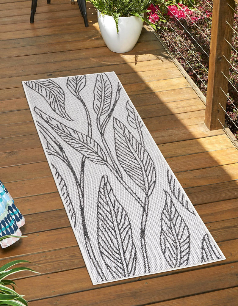 Garden Terrace Escape Collection Area Rug - Evergreen (Charcoal Ivory) Runner Charcoal Ivory lifestyle 0
