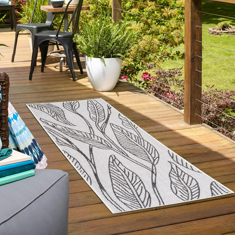 Garden Terrace Escape Collection Area Rug - Evergreen (Charcoal Ivory) Runner Charcoal Ivory lifestyle 14