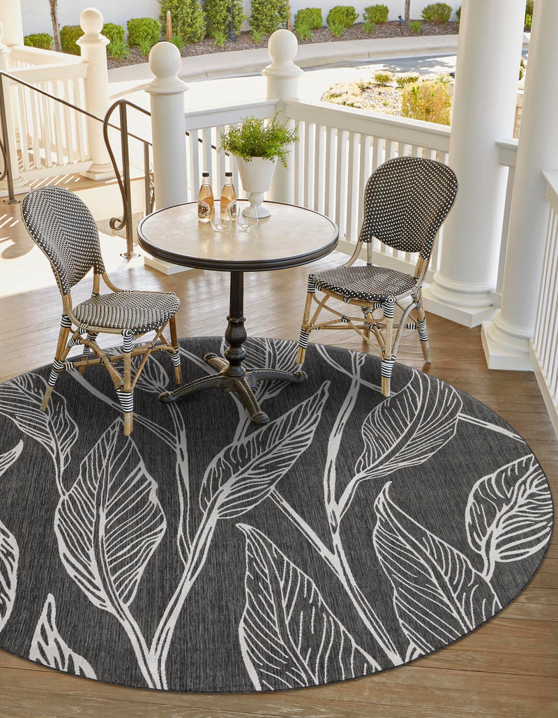 Garden Terrace Escape Collection Area Rug - Evergreen (Ivory Charcoal) Round Ivory Charcoal lifestyle 0